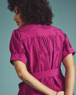 Tina Cotton Poplin Shirtdress Hyper Pink