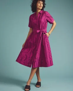 Tina Cotton Poplin Shirtdress Hyper Pink