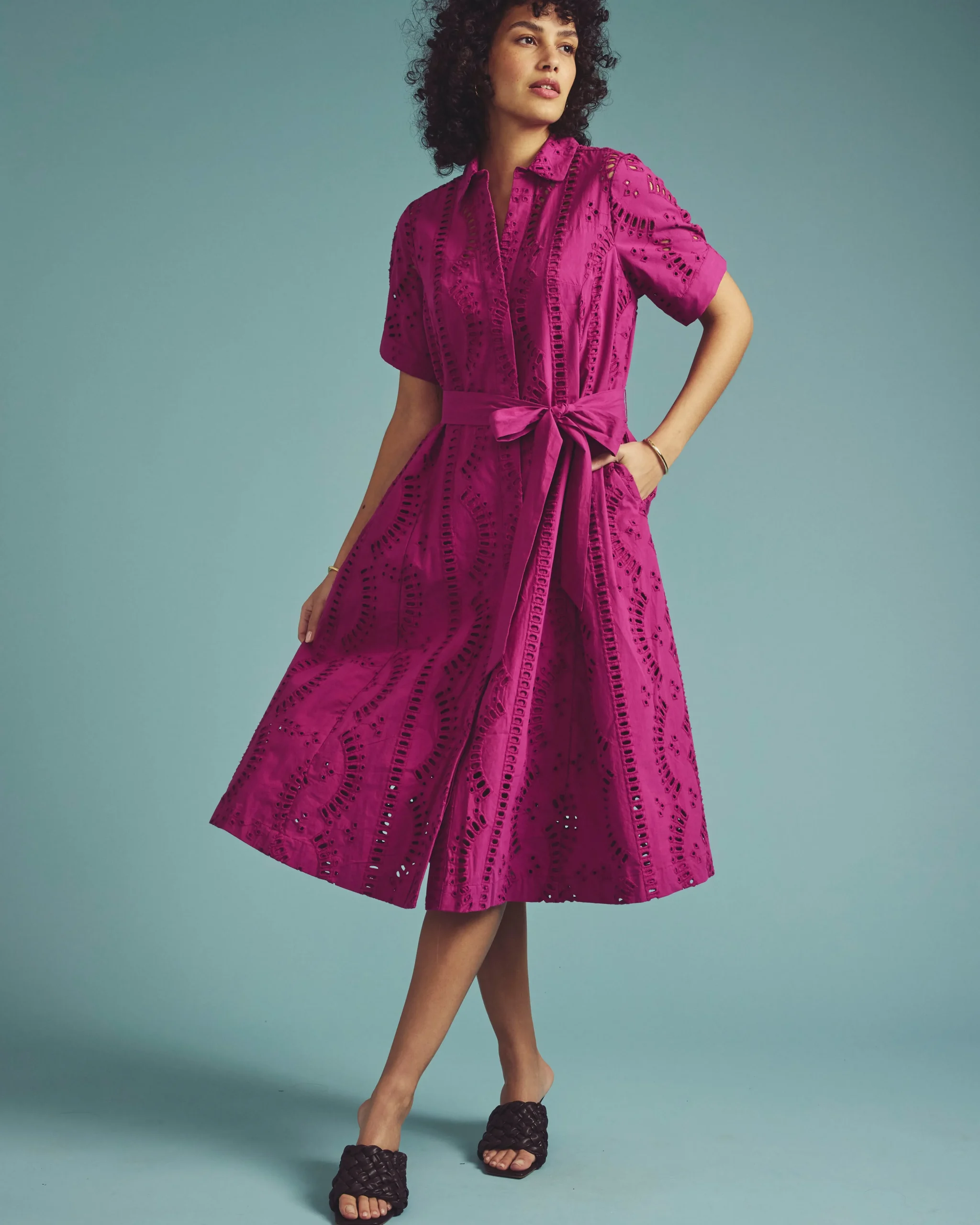 Tina Cotton Poplin Shirtdress Hyper Pink