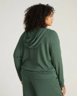 TravelKnit V Neck Hoodie Conifer