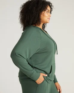 TravelKnit V Neck Hoodie Conifer