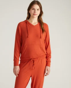 TravelKnit V Neck Hoodie Warm Russet