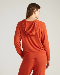 TravelKnit V Neck Hoodie Warm Russet