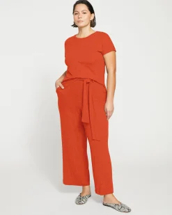 TravelKnit Wide Leg Pants Warm Russet