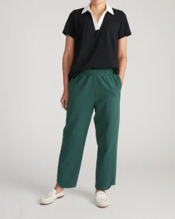 Varsity French Terry Polo Top Black/White