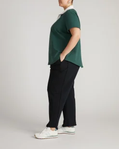 Varsity French Terry Polo Top Forest Green/White
