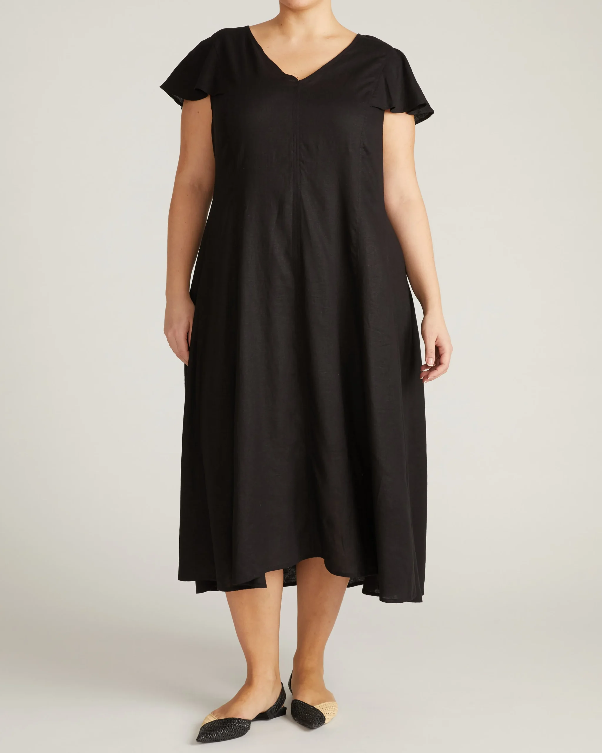 Victoria Linen Blend Dress Black