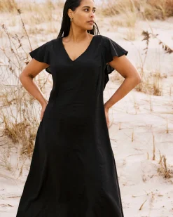 Victoria Linen Blend Dress Black