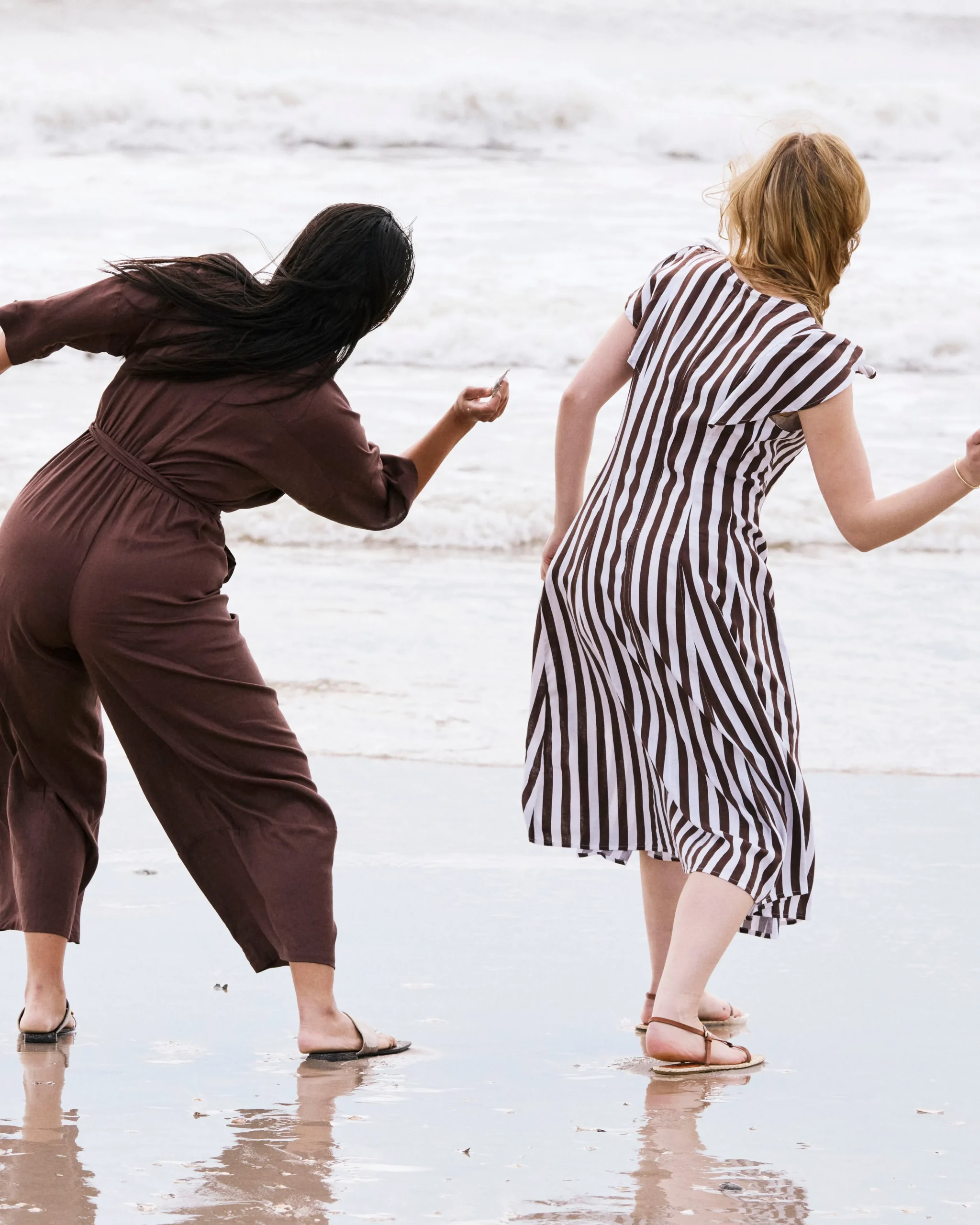 Victoria Linen Blend Dress Peppercorn Stripe