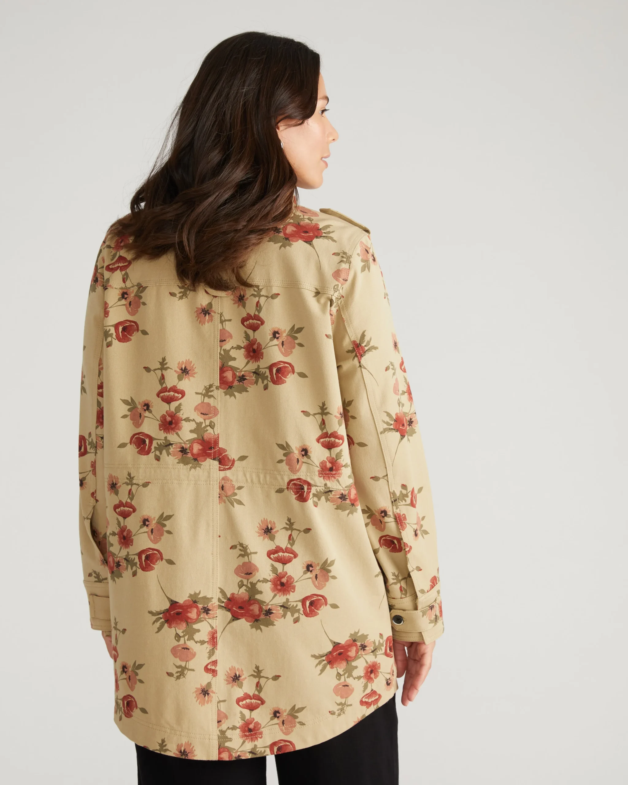 Vineyard Stretch Cotton Twill Jacket Wild Flower Bouquet Print