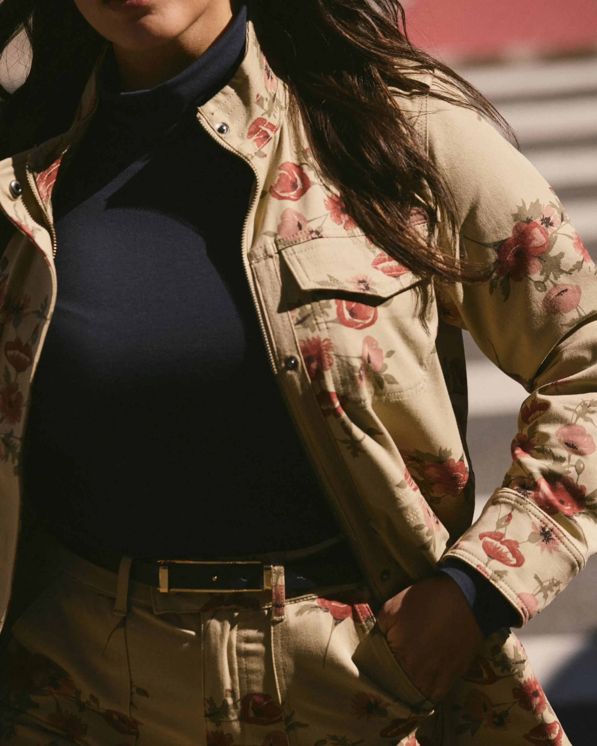 Vineyard Stretch Cotton Twill Jacket Wild Flower Bouquet Print