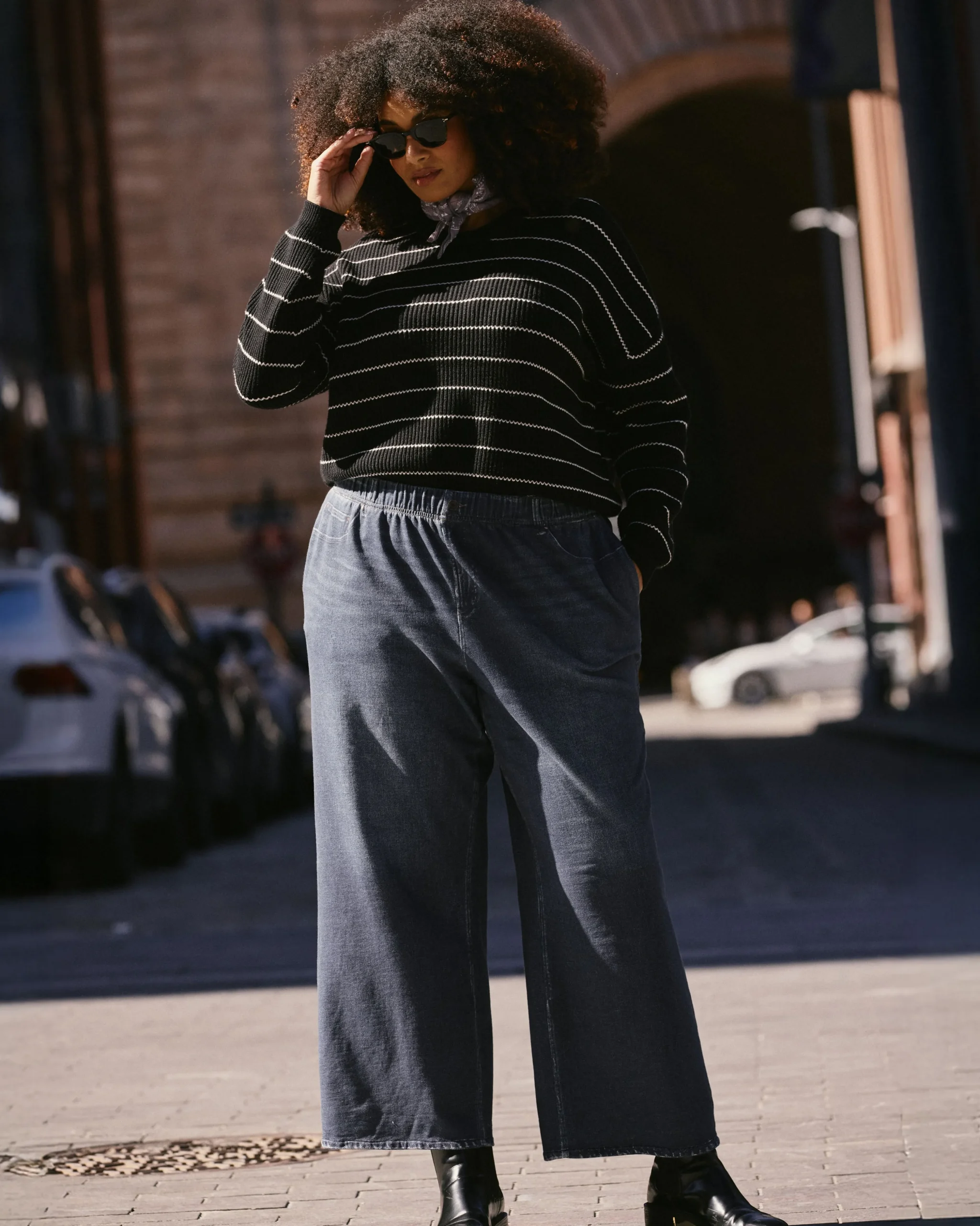 Wide Leg Sweatpant Jeans Blue Mirage