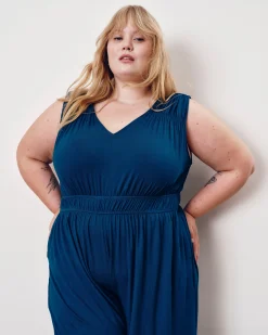 Zoey Liquid Jersey Jumpsuit Blue Teal
