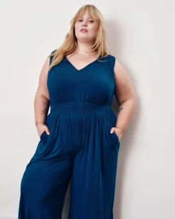 Zoey Liquid Jersey Jumpsuit Blue Teal